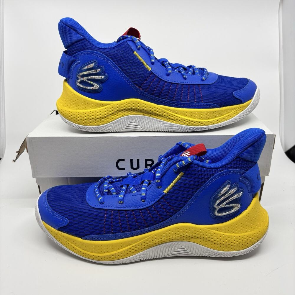 Under Armour Curry 3Z7 Basketball Sneakers Mens 8.5 Royal Taxi Blue Yellow Shoes
